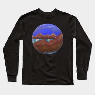 Koi Fish and Mountains (Round) Long Sleeve T-Shirt